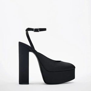 Zara Ankle Strap Heeled Platform Shoes (Size: US 6.5;  EU 37) NEW